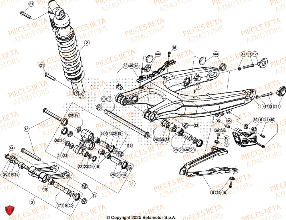 Bras Oscillant AZMOTORS Pieces BETA ENDURO RR 480 4T RACE (2026)
