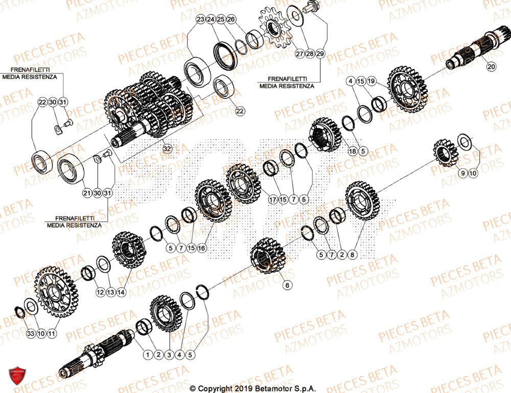 Transmission AZMOTORS Pieces BETA ENDURO RR 480 4T RACE (2026)

