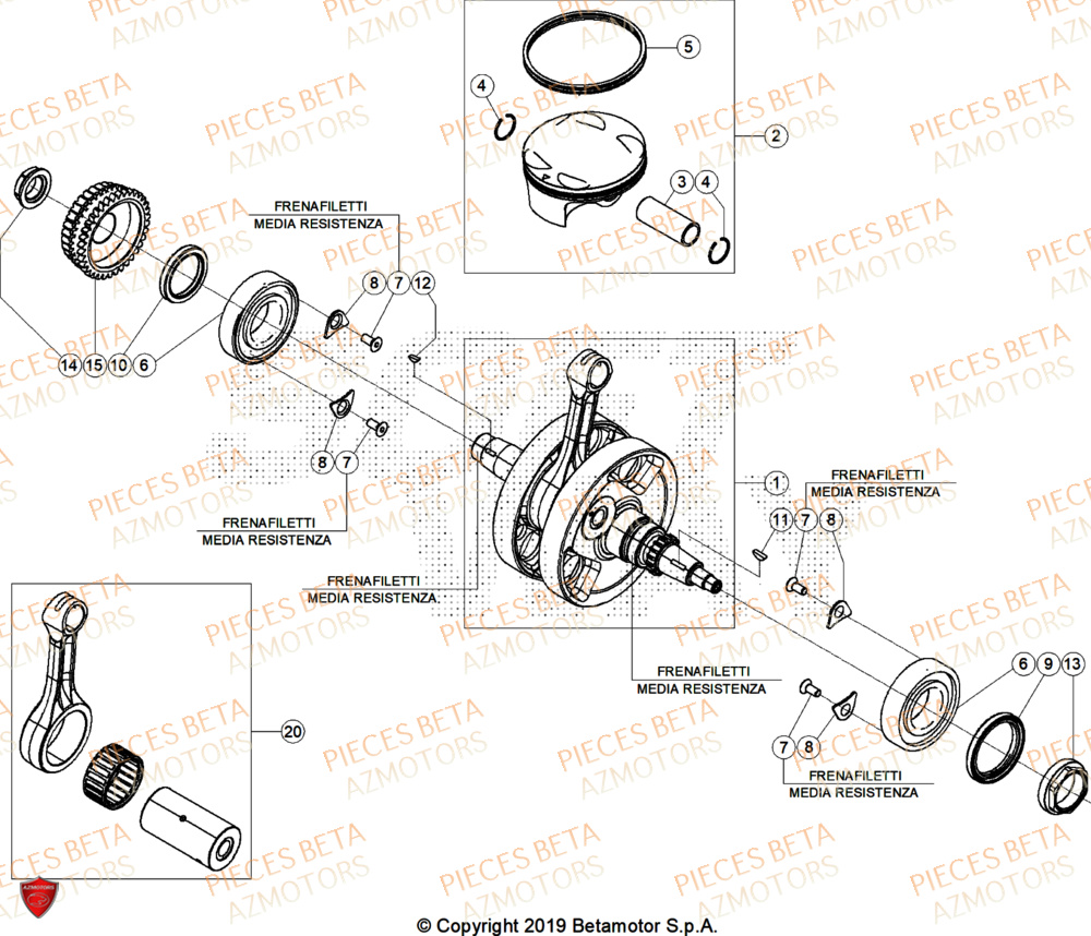 Vilebrequin AZMOTORS Pieces BETA ENDURO RR 480 4T RACE (2026)
