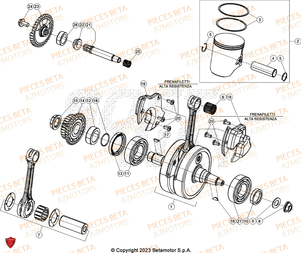 Vilebrequin AZMOTORS Pieces BETA ENDURO RR 300 2T X-PRO - (2025)
