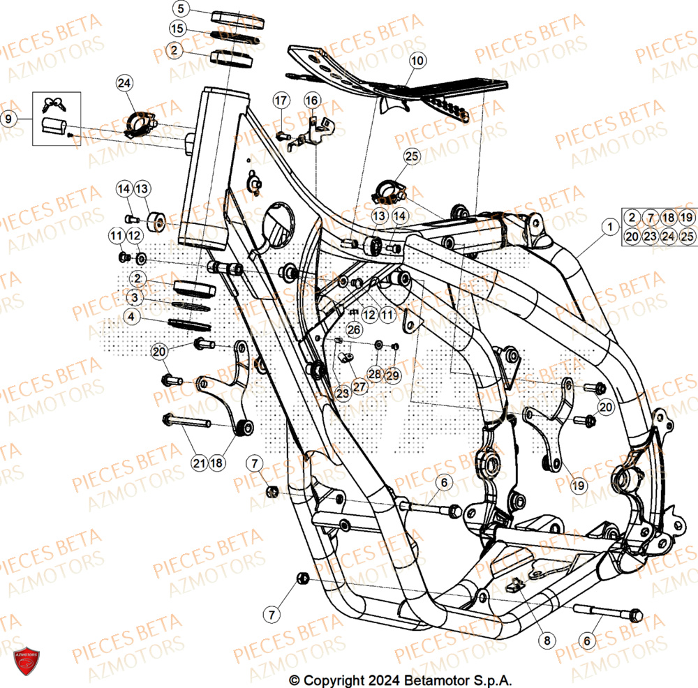 Chassis AZMOTORS Pieces BETA ENDURO RR 350 4T X-PRO/EURO5+ - (2025)