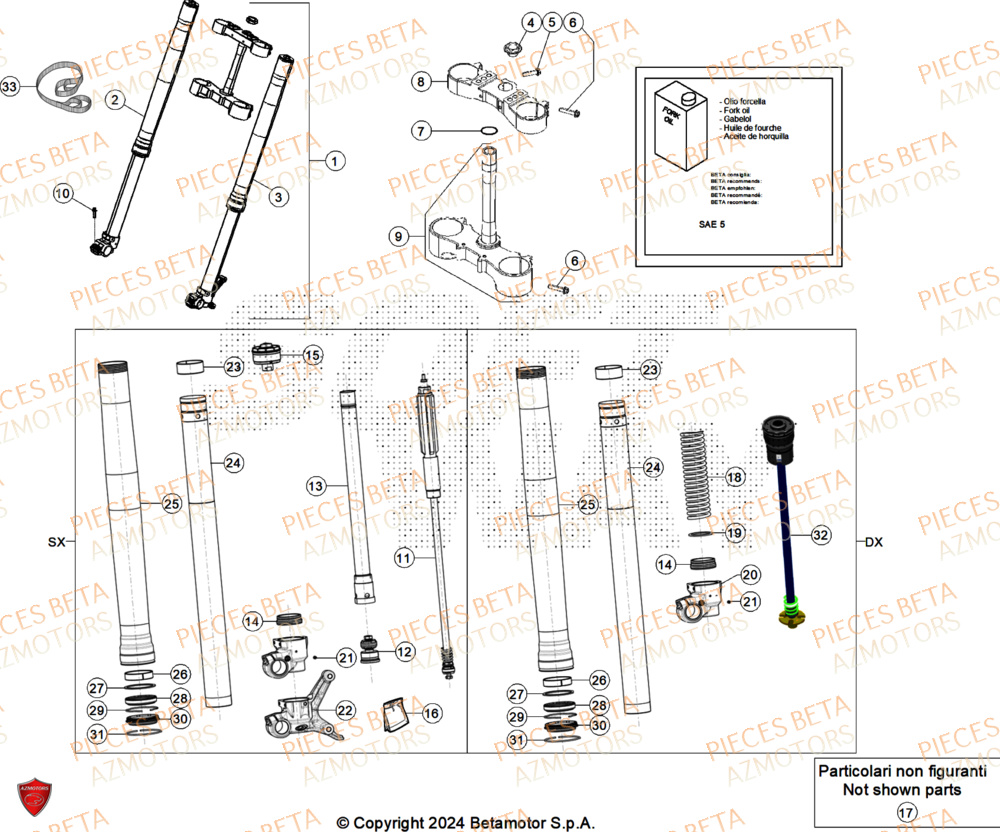 Fourche AZMOTORS Pieces BETA ENDURO RR 390 4T X-PRO/EURO5+ - (2025)