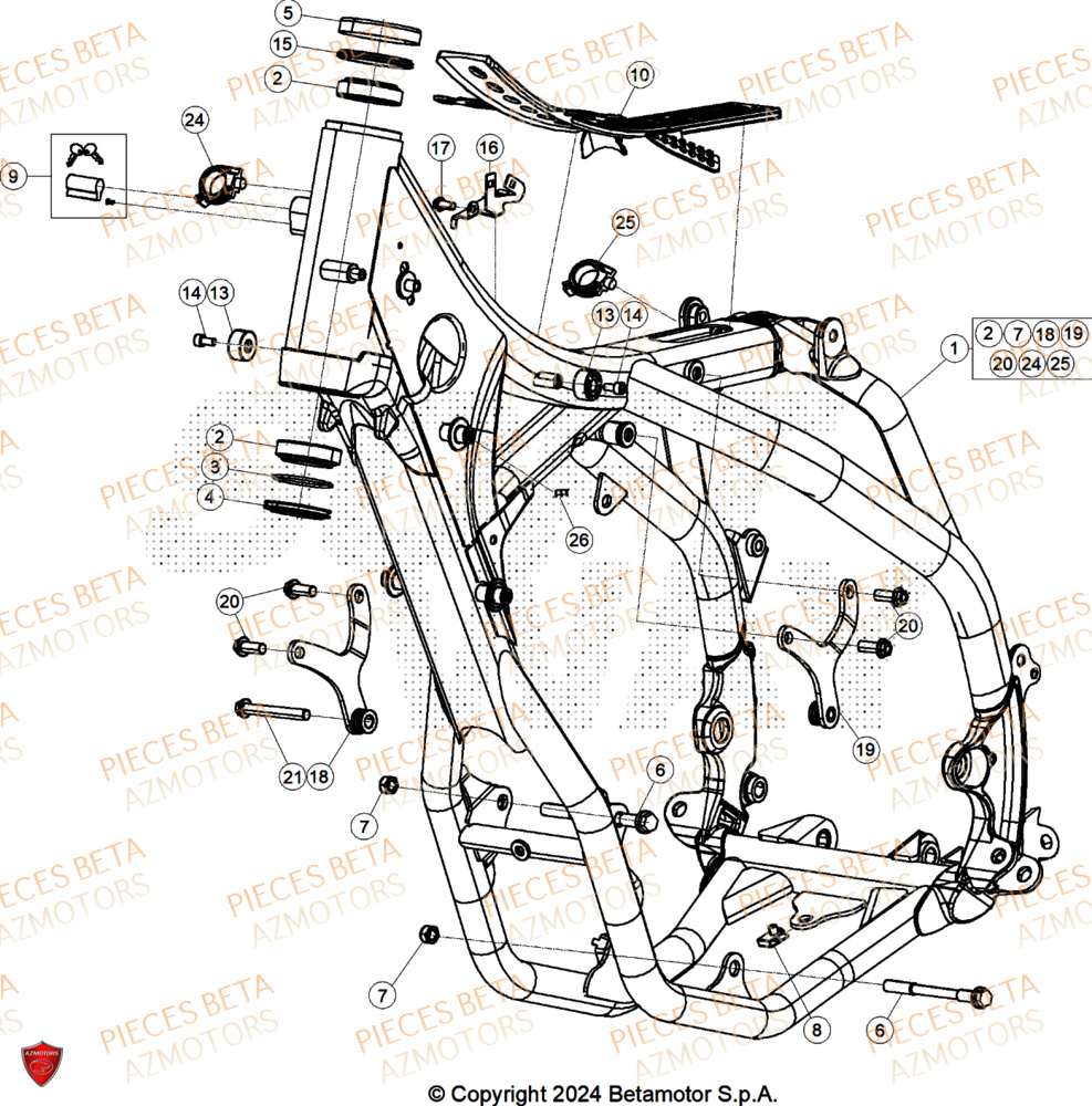 Chassis AZMOTORS Pieces BETA ENDURO RR 430 4T RACE/EURO 5+ - (2025)
