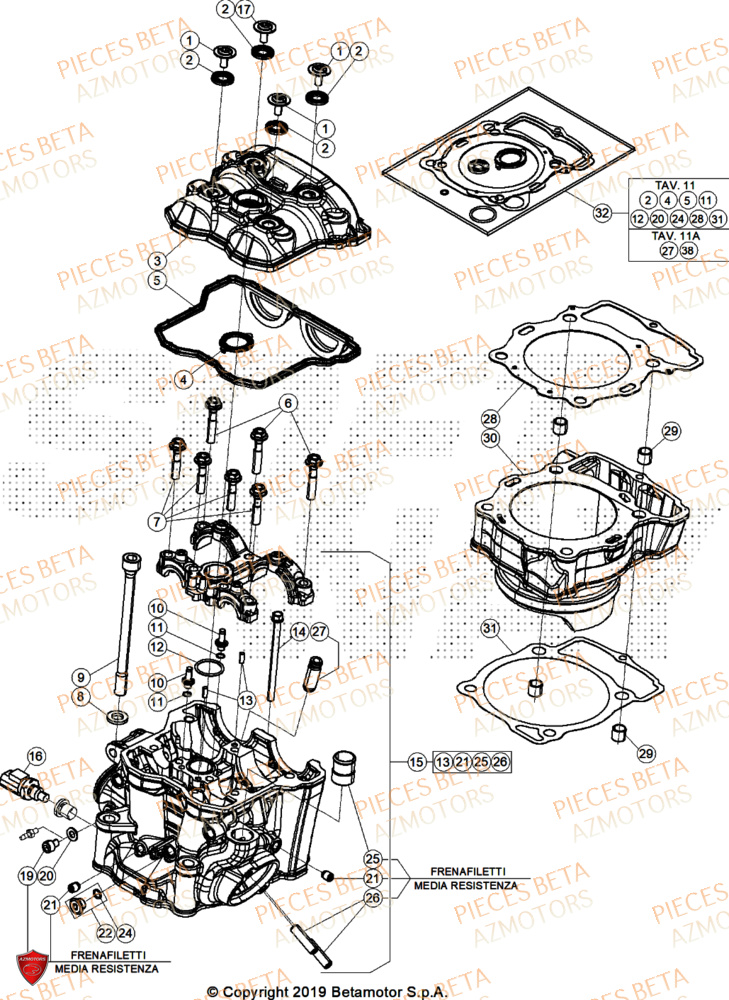 Culasse AZMOTORS Pieces BETA ENDURO RR 430 4T X-PRO/EURO5+ - (2025)