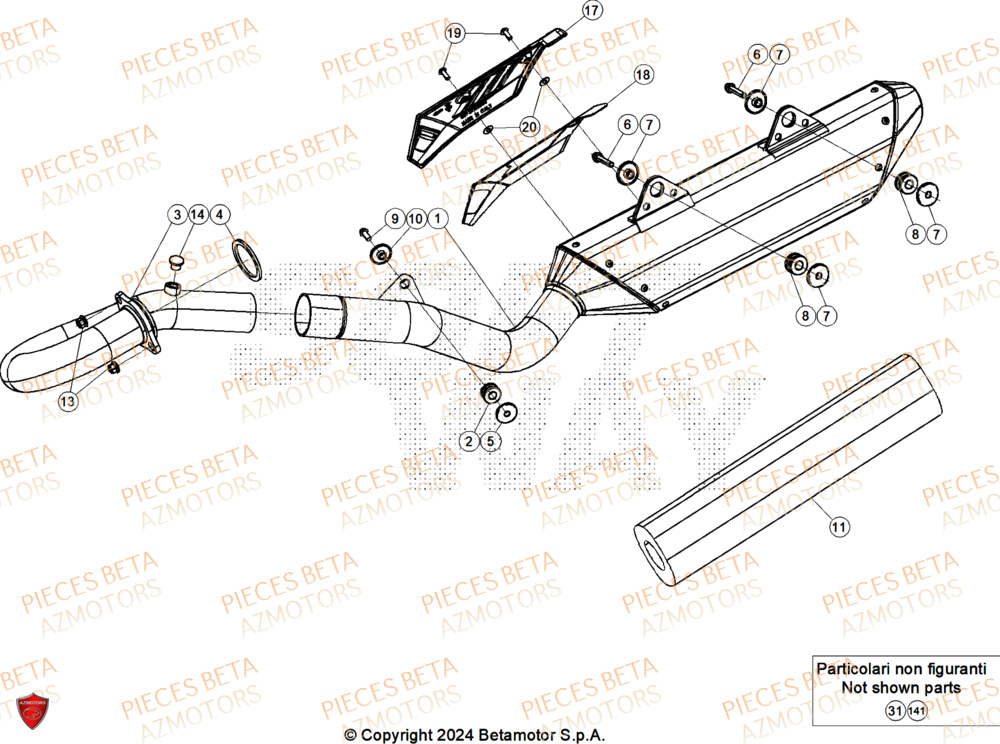 Echappement AZMOTORS Pieces BETA ENDURO RR 430 4T X-PRO/EURO5+ - (2025)