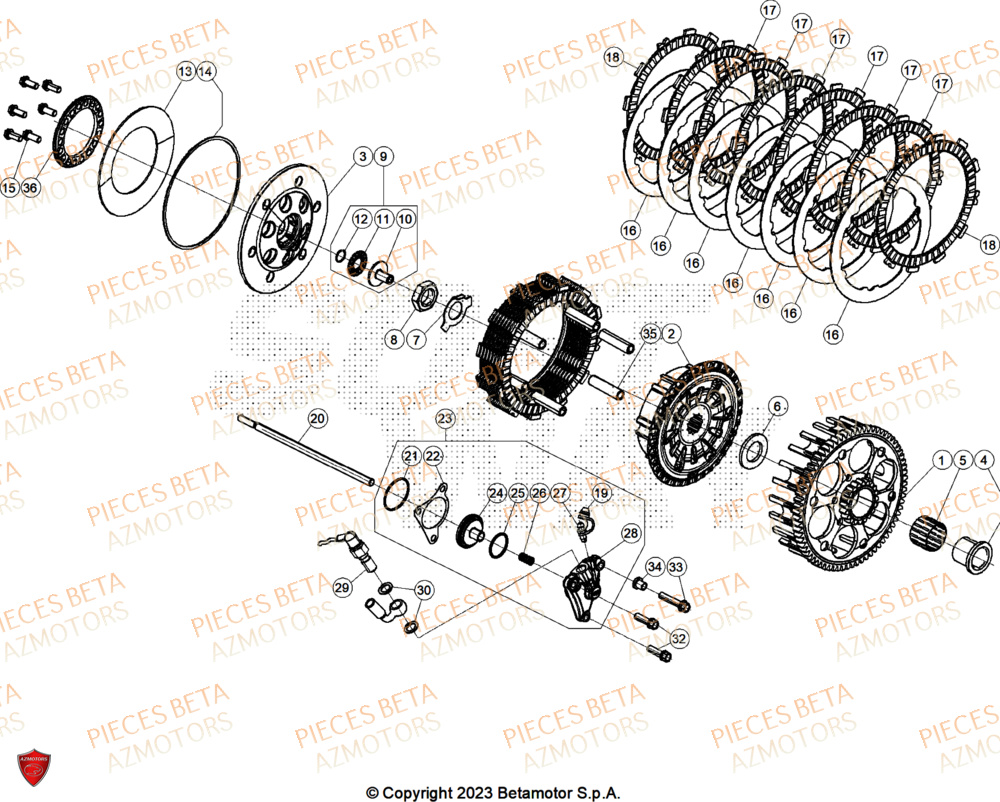 Embrayage AZMOTORS Pieces BETA ENDURO RR 480 4T RACE/EURO 5+ - (2025)
