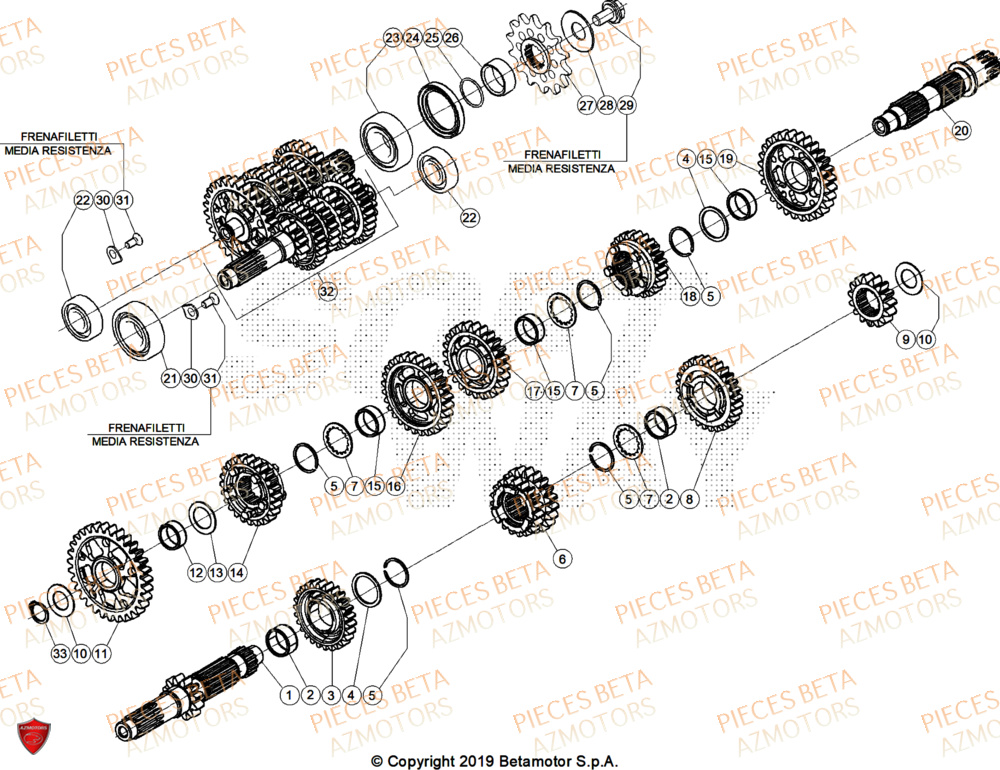 Transmission AZMOTORS Pieces BETA ENDURO RR 480 4T X-PRO/EURO5+ - (2025)