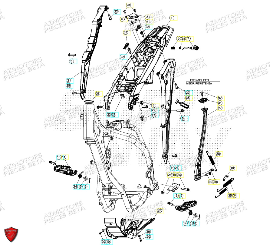 Accessoires Du Chassis AZMOTORS PiÃ¨ces Beta RR 125 2T - 2024