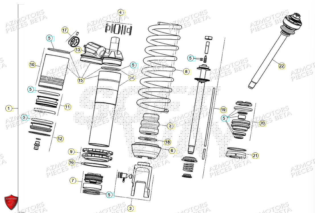 Amortisseur AZMOTORS PiÃ¨ces Beta RR 125 2T - 2024