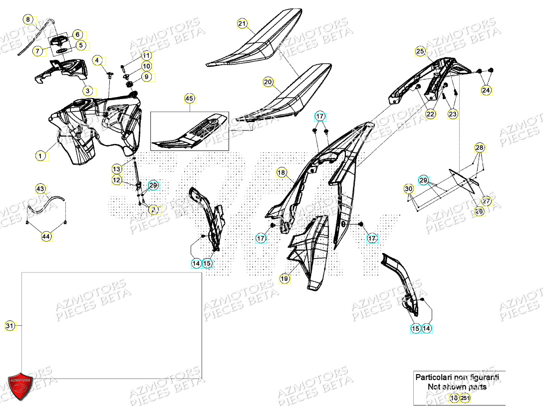 Carenages Reservoir Selle AZMOTORS PiÃ¨ces Beta RR 125 2T - 2024