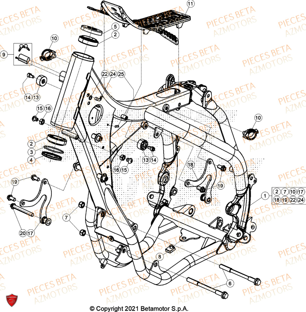Chassis AZMOTORS Pieces BETA ENDURO RR 300 2T - (2024)