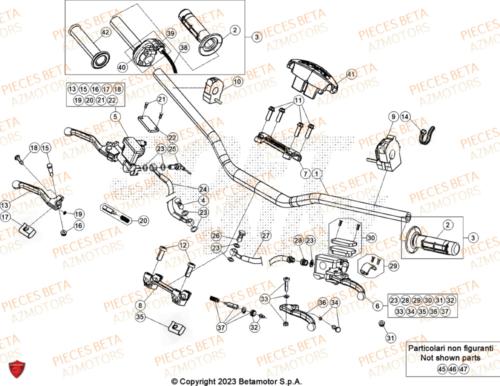 Commandes Guidon AZMOTORS Pieces BETA ENDURO RR 300 2T - (2024)
