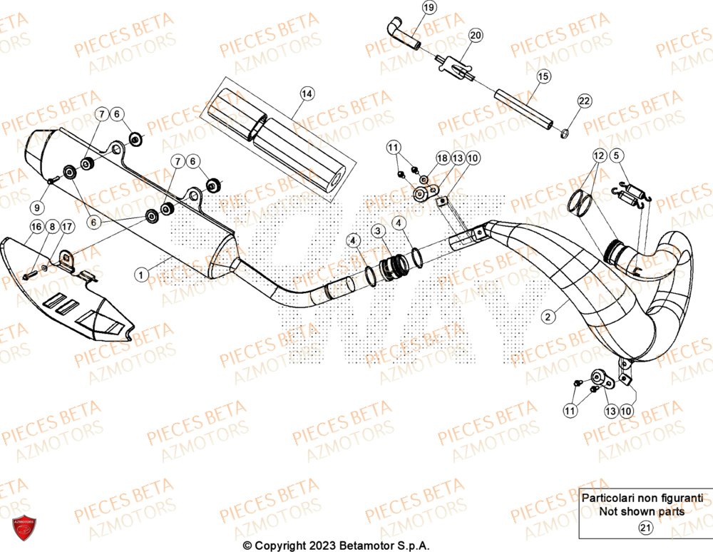 Echappement AZMOTORS Pieces BETA ENDURO RR 300 2T - (2024)