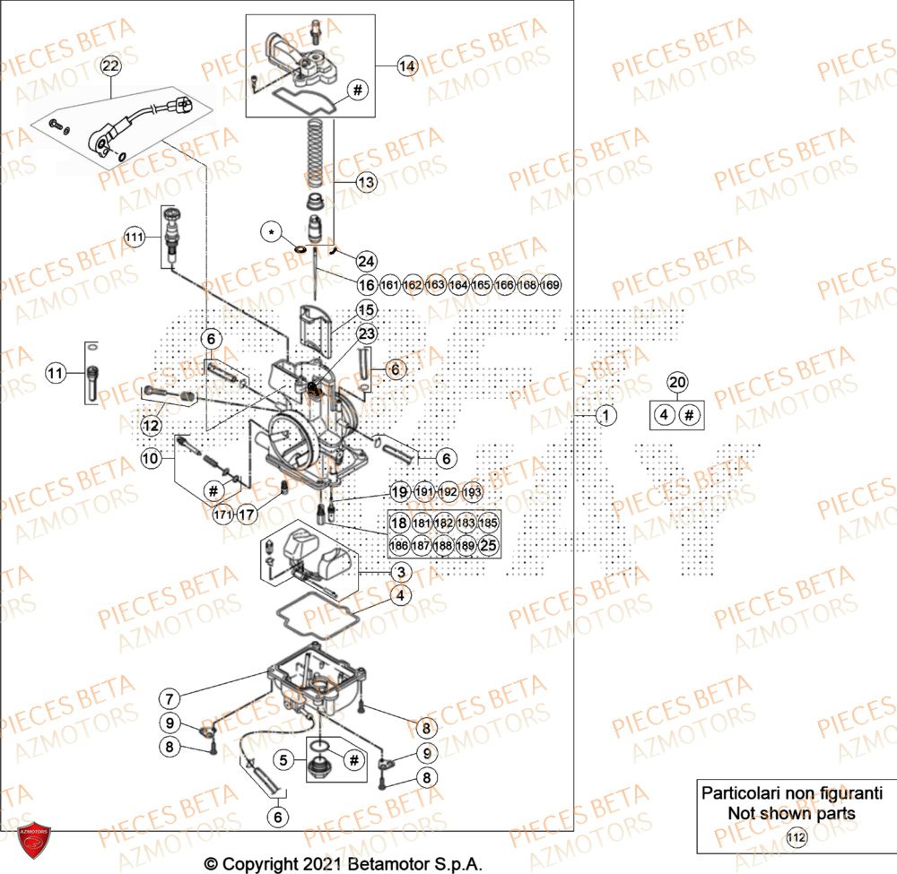 Carburateur AZMOTORS Pieces BETA ENDURO RR 300 2T RACING - (2024)