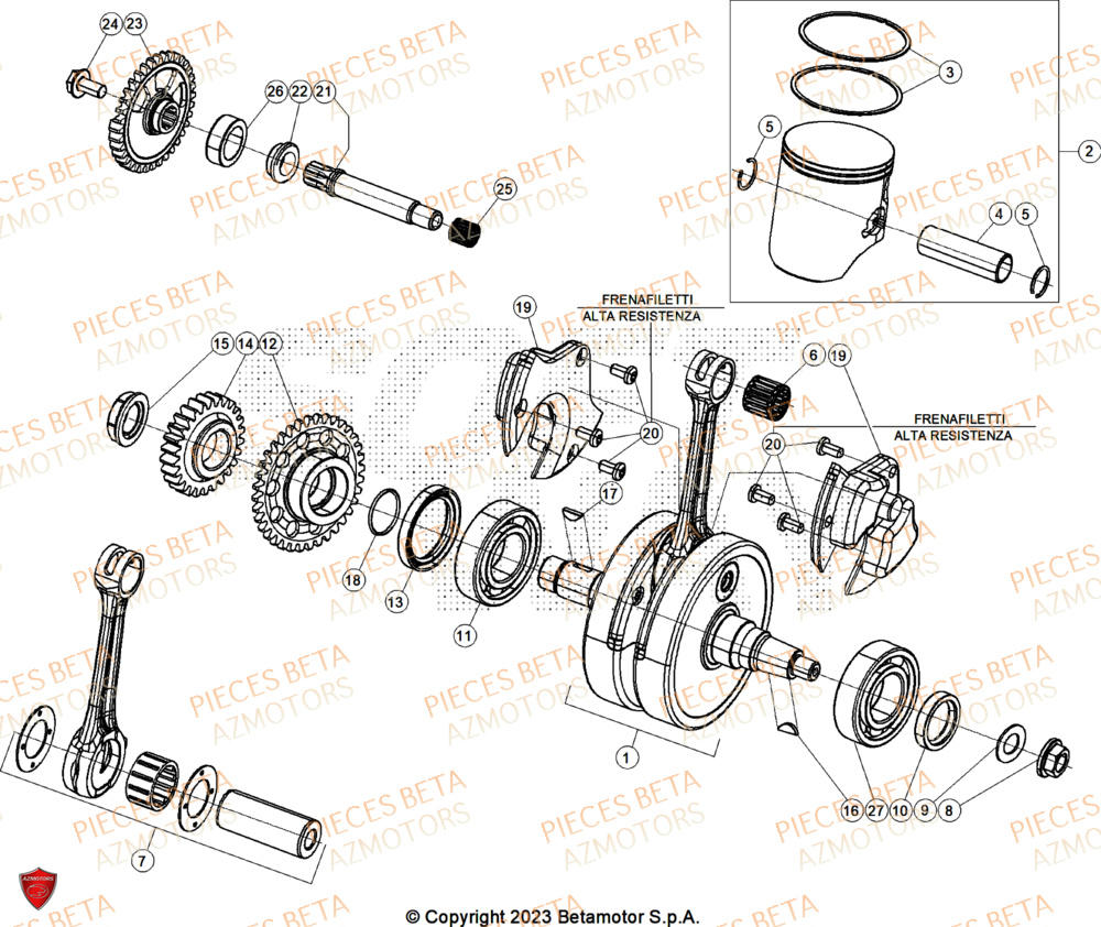 Vilbrequin Piston Contre Arbre AZMOTORS Pieces BETA ENDURO RR 300 2T RACING - (2024)