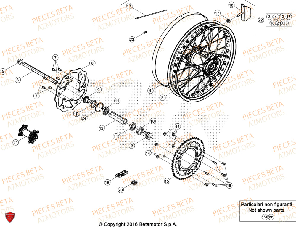 Roue Arriere AZMOTORS Pieces BETA ENDURO RR 350 4T RACING - (2024)
