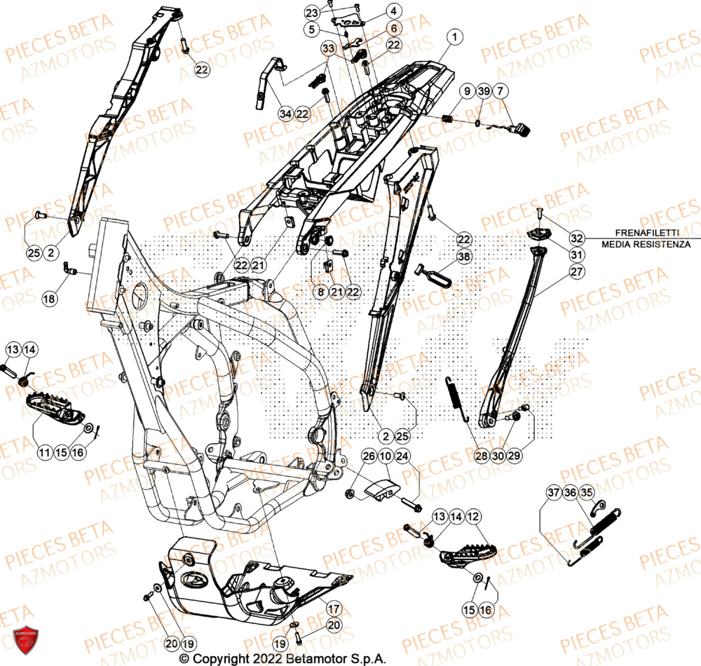 Accessoires De Chassis AZMOTORS Pieces BETA ENDURO RR 390 4T - (2024)