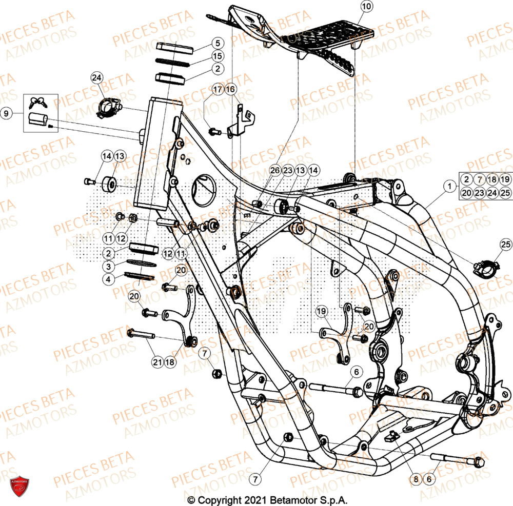 Chassis AZMOTORS Pieces BETA ENDURO RR 390 4T - (2024)
