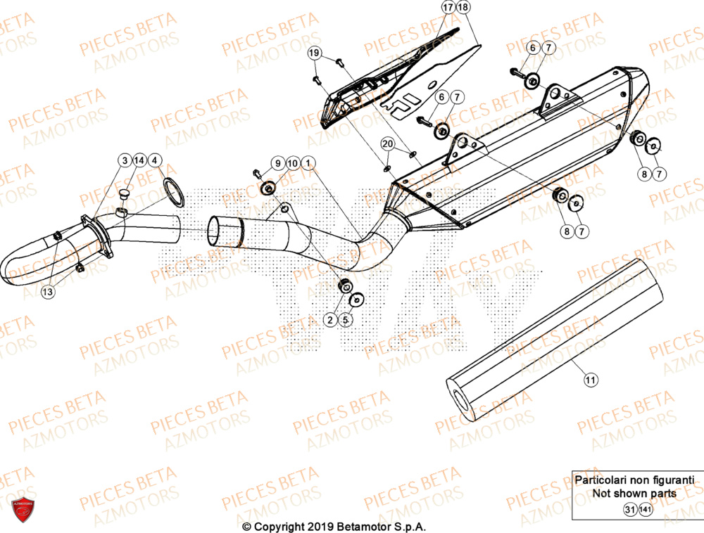 Echappement AZMOTORS Pieces BETA ENDURO RR 390 4T - (2024)