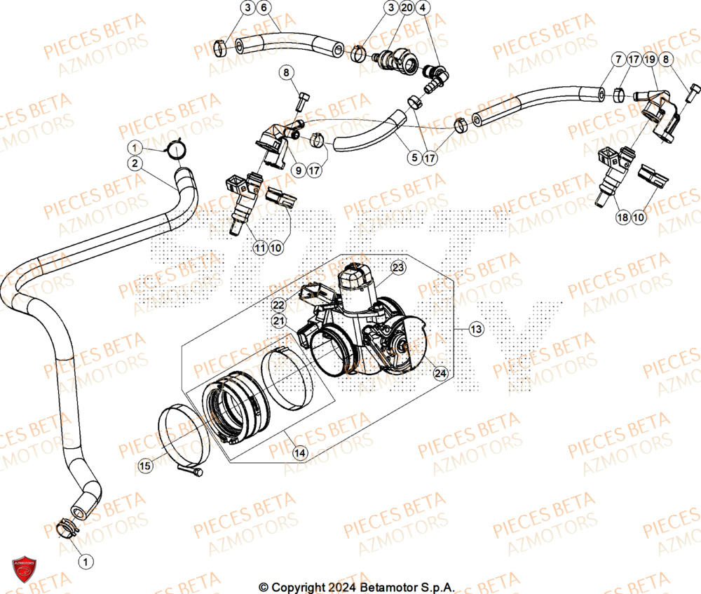 Groupe Injection AZMOTORS Pieces BETA ENDURO RR 390 4T - (2024)