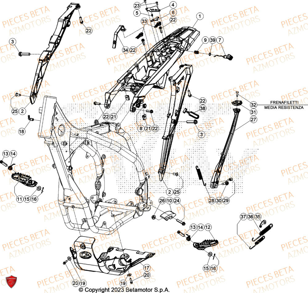 Accessoires De Chassis AZMOTORS Pieces BETA ENDURO RR 390 4T RACING - (2024)
