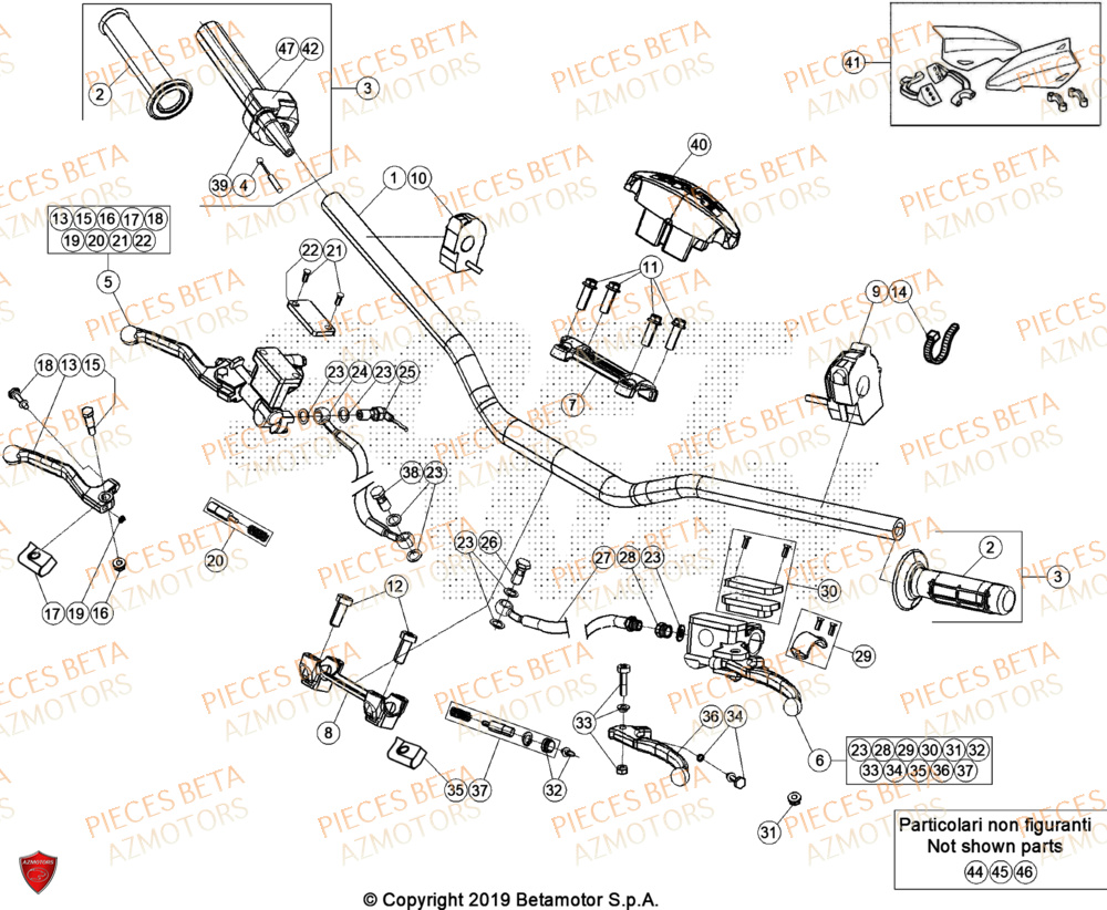 Commandes Guidon AZMOTORS Pieces BETA ENDURO RR 390 4T RACING - (2024)
