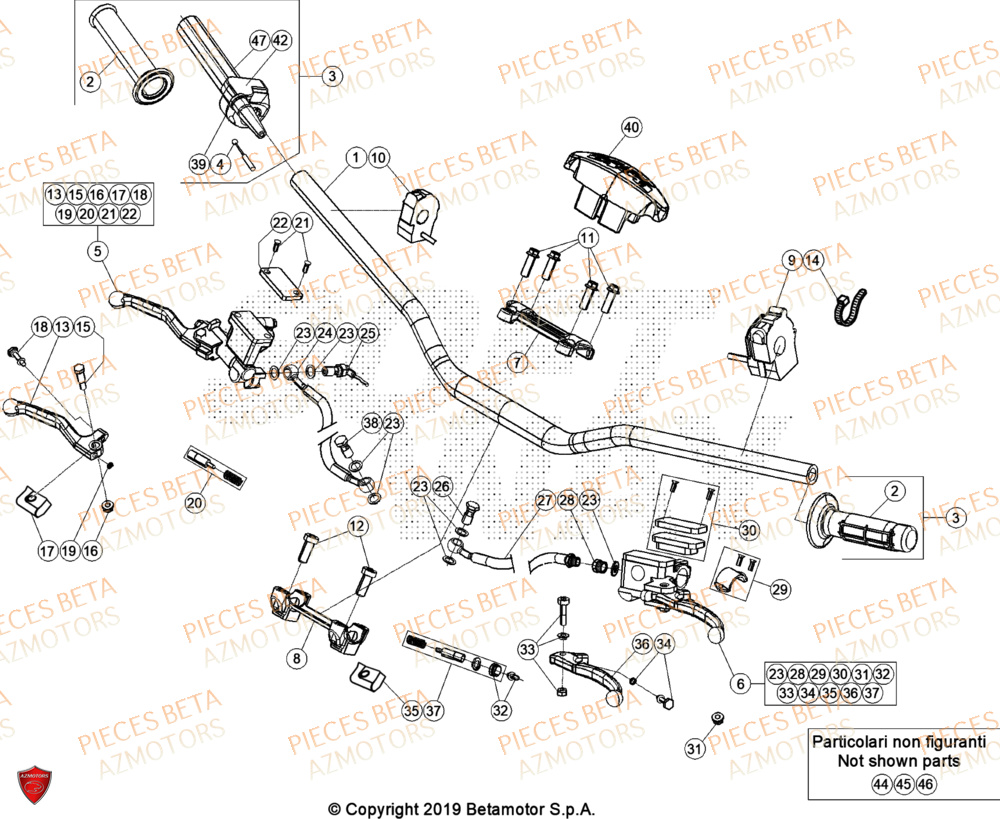 Commandes Guidon AZMOTORS Pieces BETA ENDURO RR 430 4T - (2024)