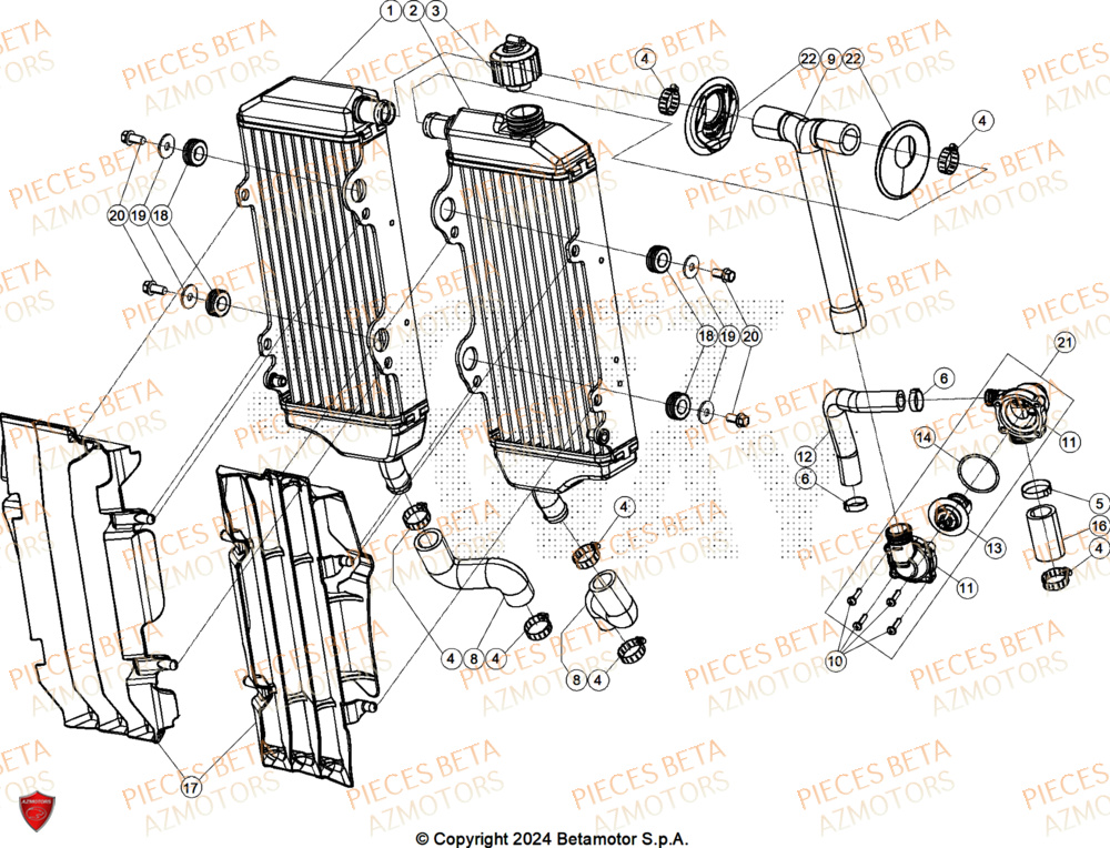 Radiateur AZMOTORS Pieces BETA ENDURO RR 430 4T - (2024)