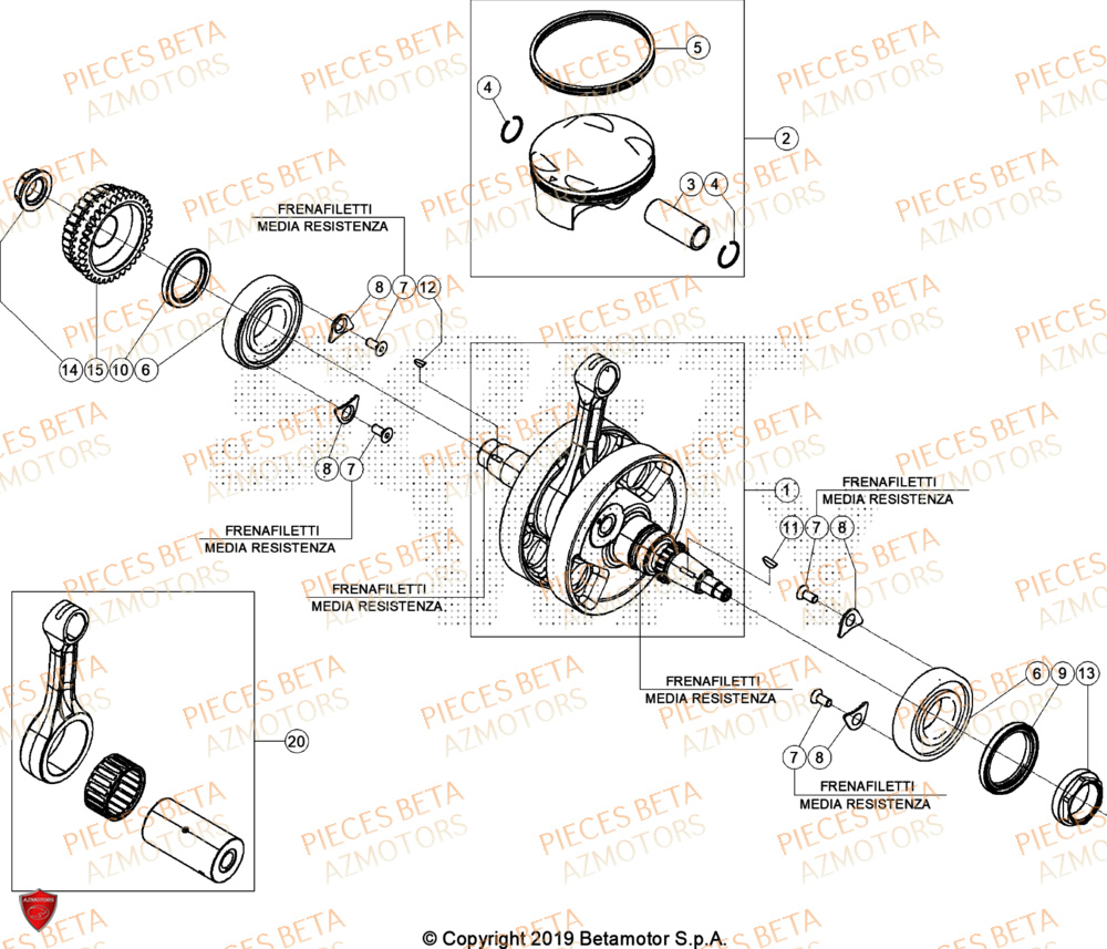 Vilbrequin Piston AZMOTORS Pieces BETA ENDURO RR 430 4T - (2024)
