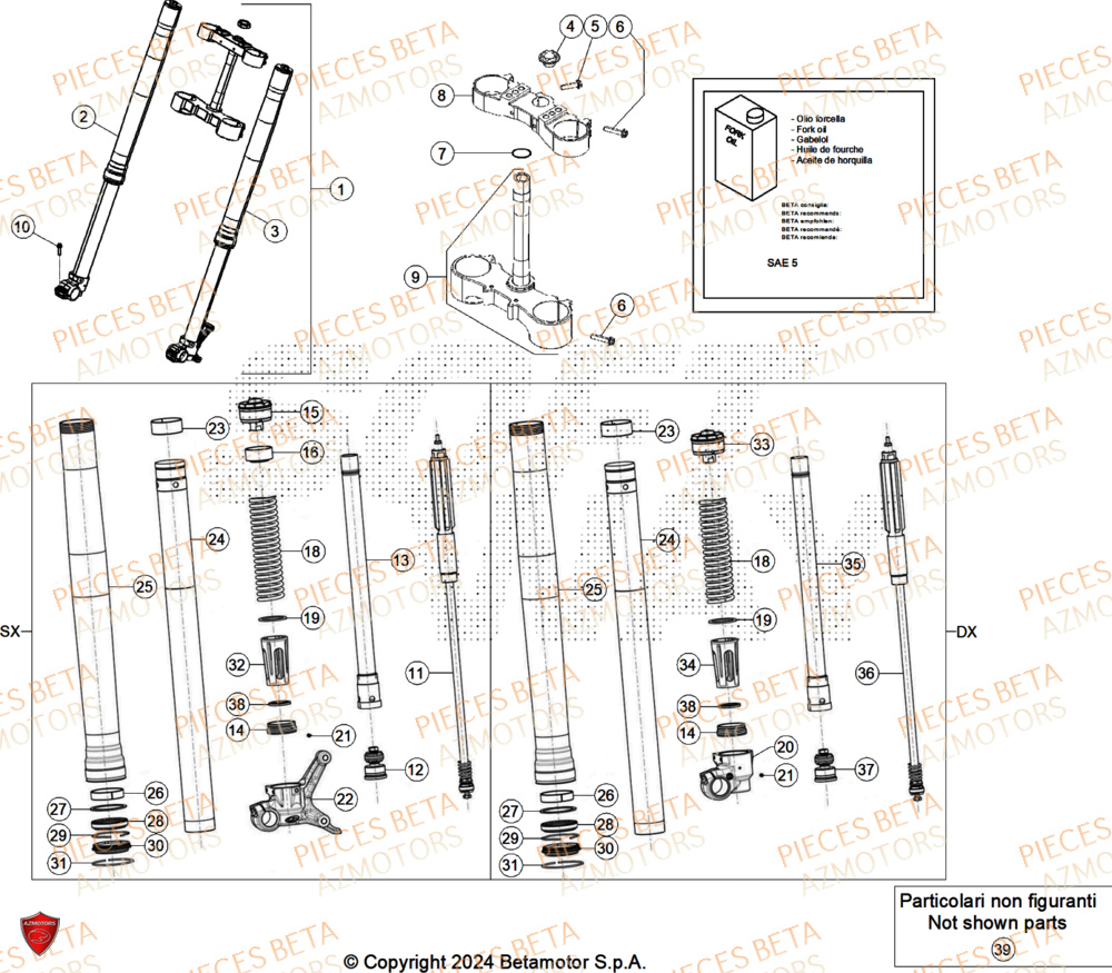 Fourche AZMOTORS Pieces BETA ENDURO RR 480 4T - (2024)