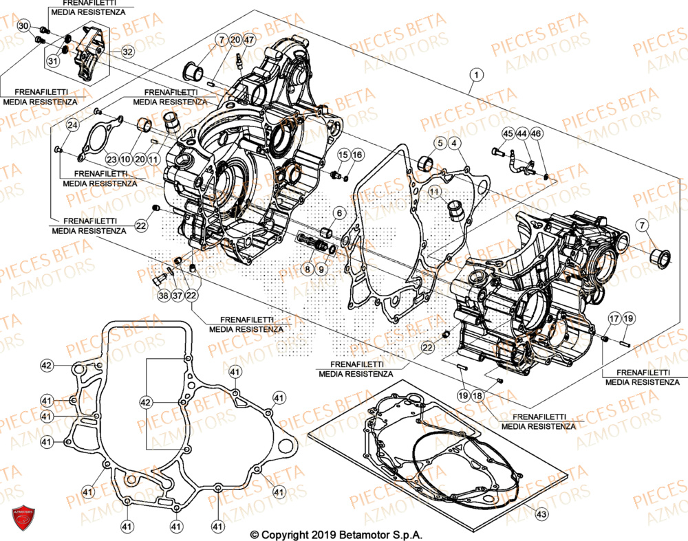 Carter AZMOTORS Pieces BETA ENDURO RR 480 RACING 4T - (2024)
