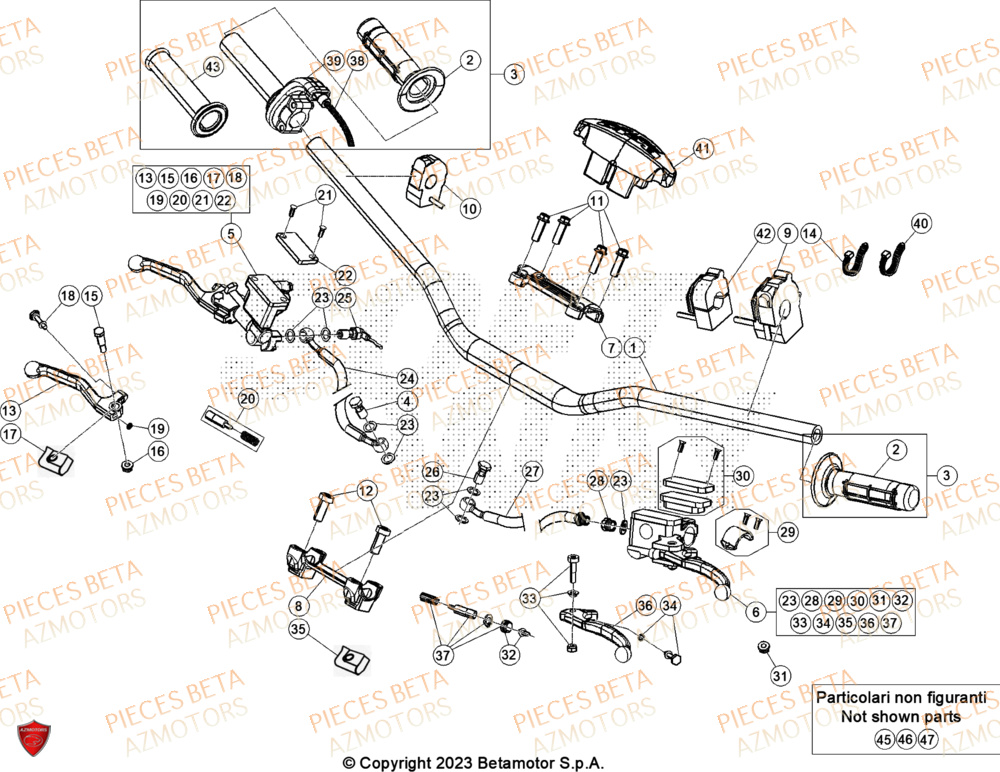Commandes Guidon AZMOTORS Pieces BETA ENDURO XTRAINER 300 2T - (2024)