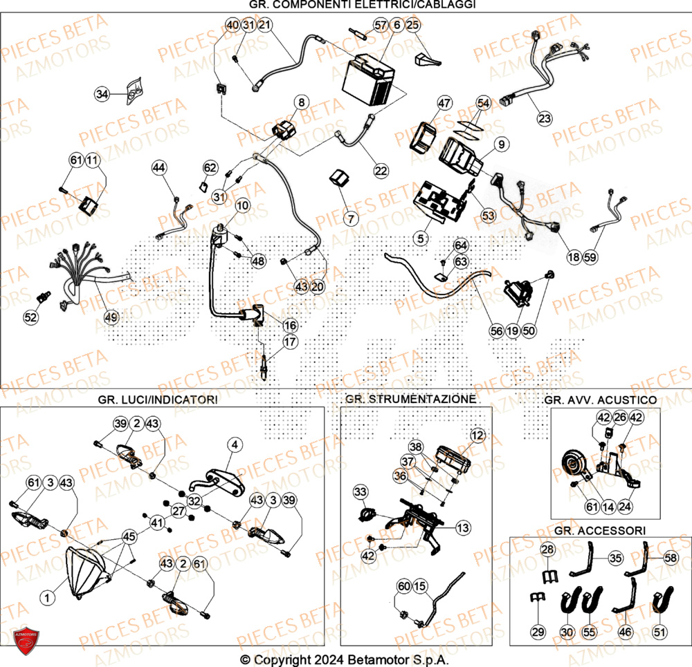 Installation Electrique AZMOTORS Pieces BETA ENDURO XTRAINER 300 2T - (2024)
