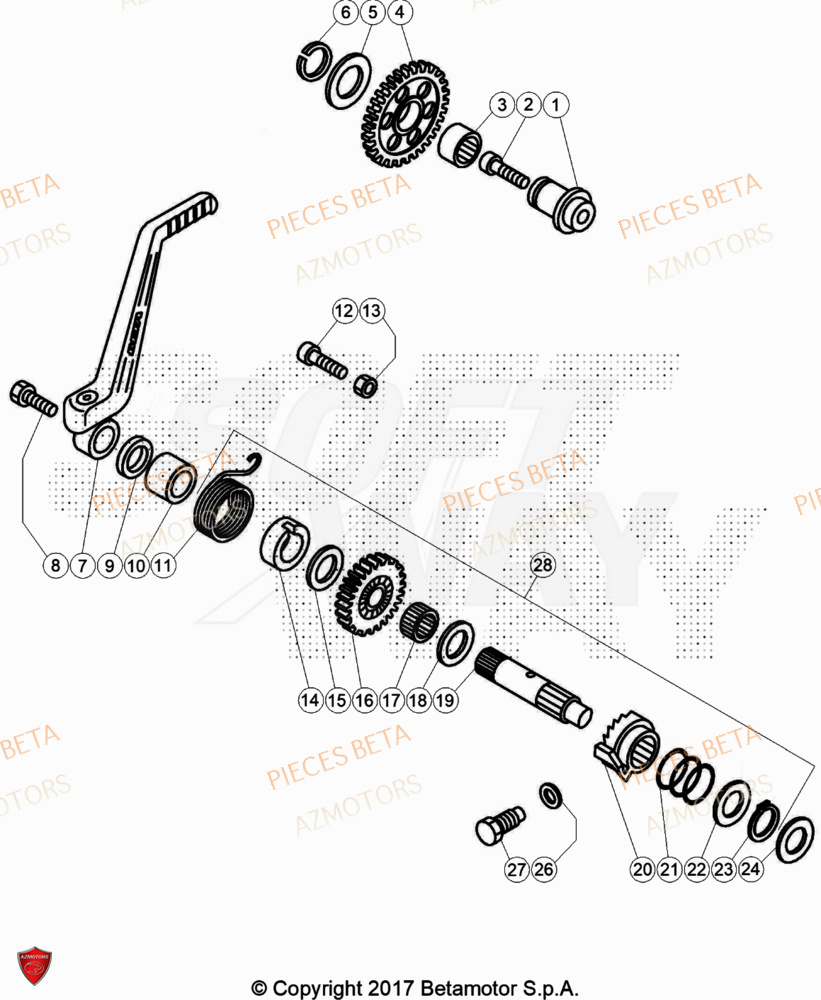 Kick Starter AZMOTORS Pièces BETA EVO 125 2T - [2023]