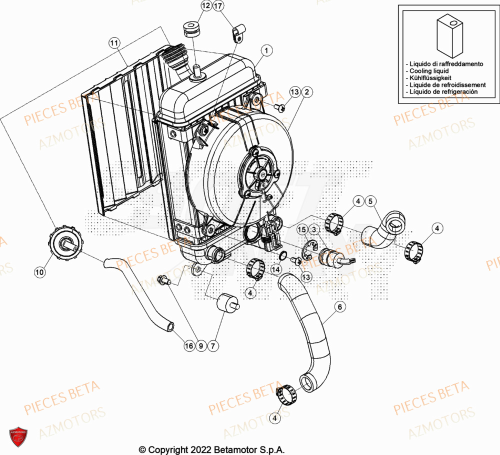 Radiateur AZMOTORS Pièces BETA EVO 125 2T - [2023]