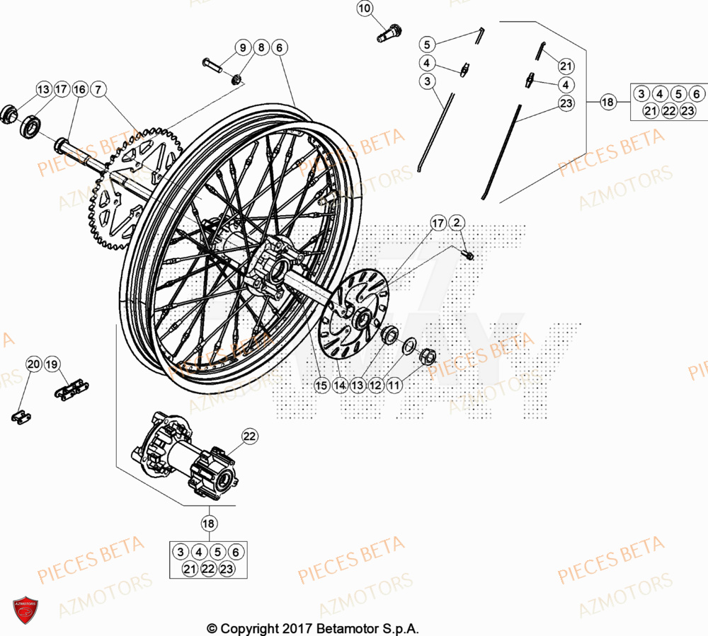 Roue Arriere AZMOTORS Pièces BETA EVO 125 2T - [2023]