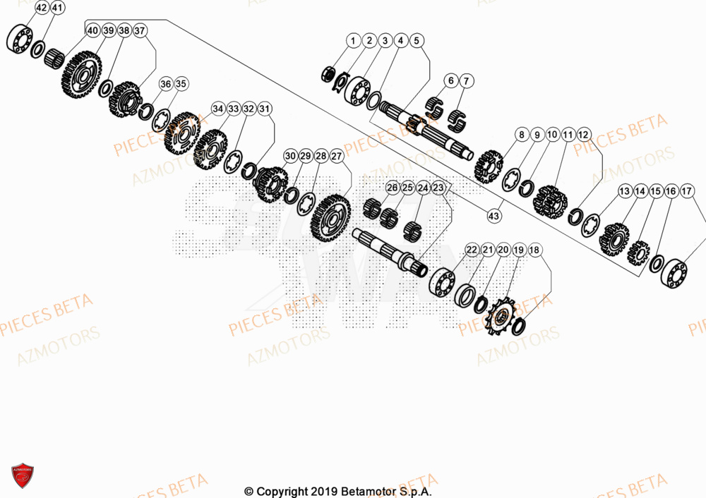 Transmission AZMOTORS Pièces BETA EVO 125 2T - [2023]