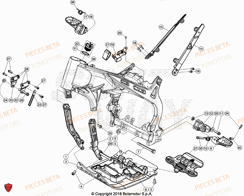 Accessoires Du Chassis AZMOTORS Pièces Beta TRIAL EVO 125 FACTORY 2T 2023