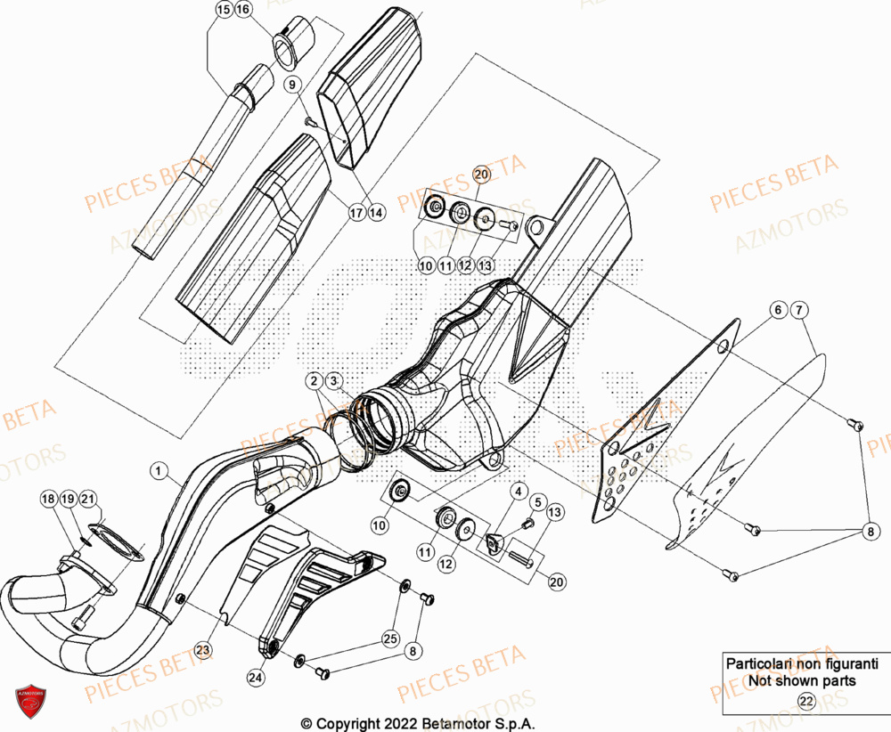 Echappement AZMOTORS Pièces Beta TRIAL EVO 125 FACTORY 2T 2023