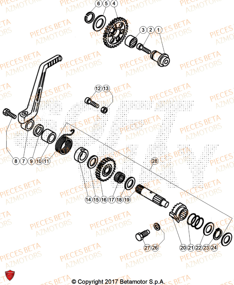 Kick Starter AZMOTORS PiÃ¨ces Beta TRIAL EVO 125 FACTORY 2T 2025
