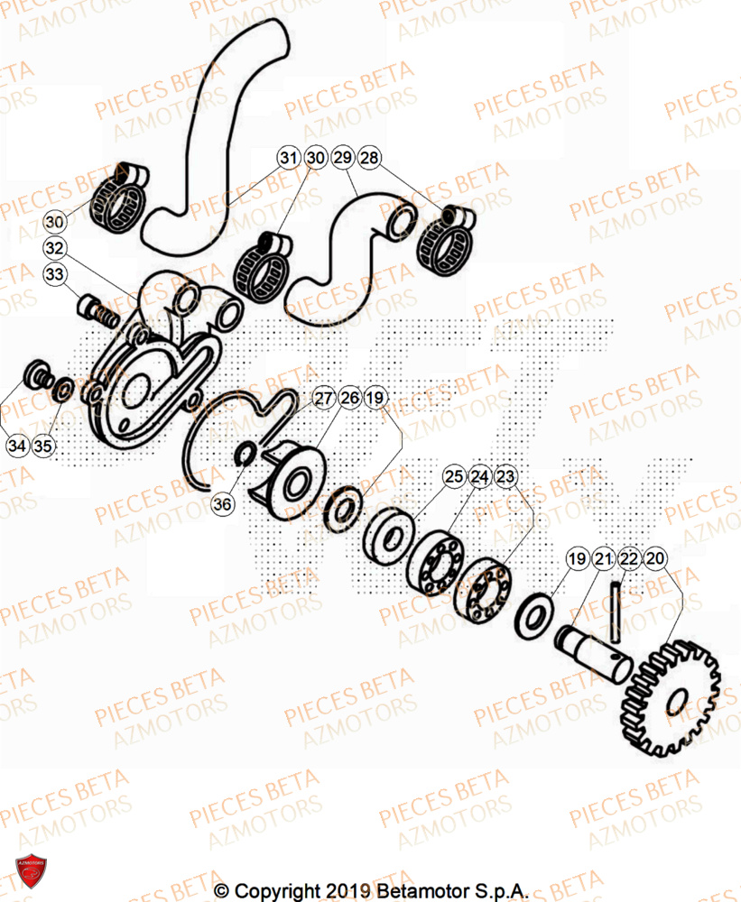Pompe A Eau AZMOTORS PiÃ¨ces Beta TRIAL EVO 125 FACTORY 2T 2025