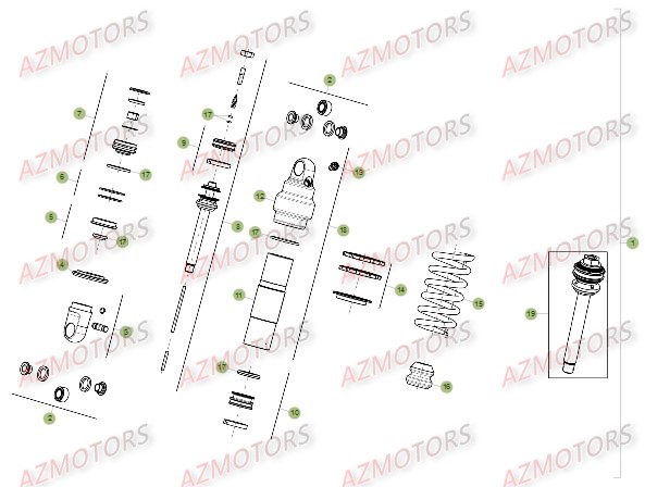 Amortisseur Arriere AZMOTORS PiÃ¨ces BETA EVO-200 2T - [2015]