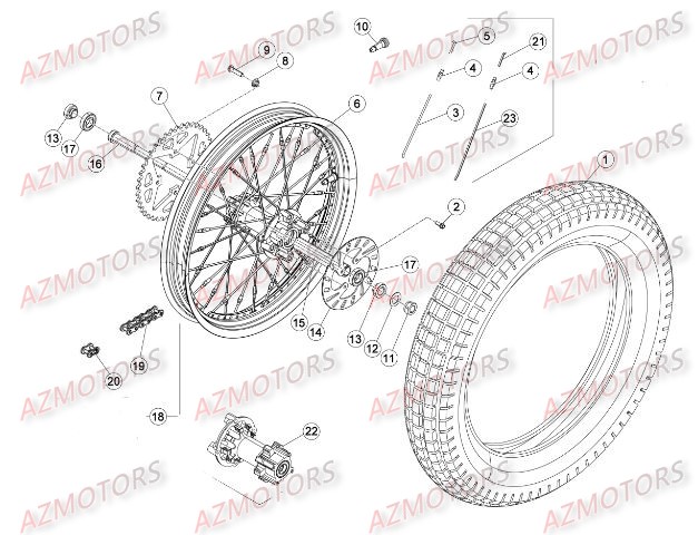 Roue Arriere AZMOTORS PiÃ¨ces BETA EVO-200 2T - [2015]