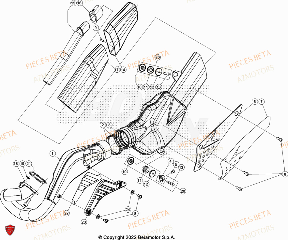 Echappement AZMOTORS Pièces BETA EVO 200 2T - [2023]