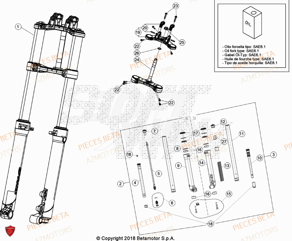 Fourche AZMOTORS Pièces BETA EVO 200 2T - [2023]