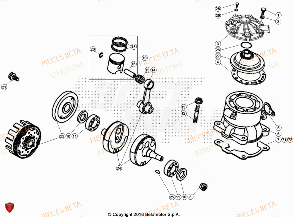 Vilebrequin AZMOTORS Pièces BETA EVO 200 2T - [2023]