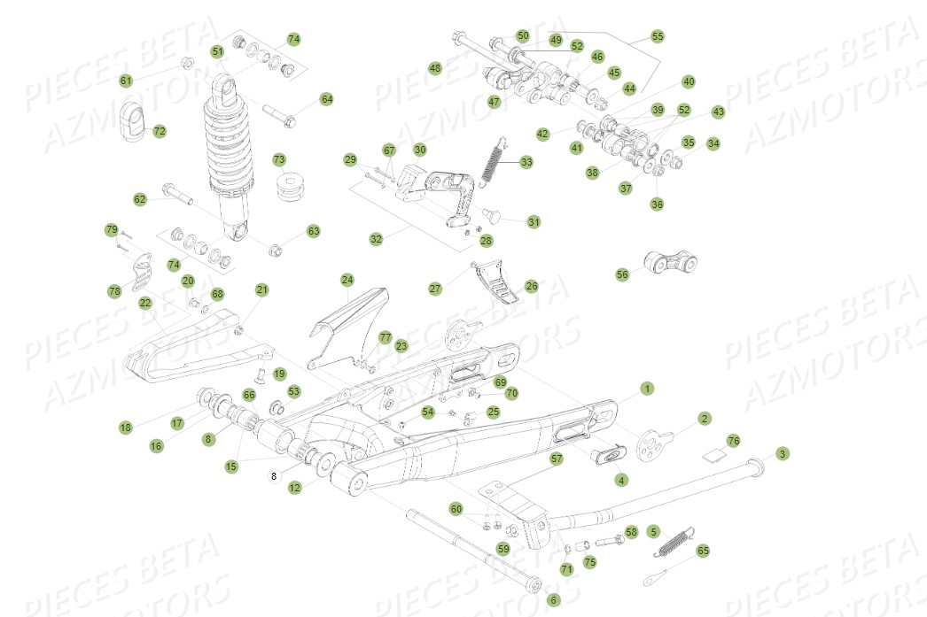 Amortisseur Bras Oscillant AZMOTORS PiÃ¨ces BETA EVO-200 2T (2011)