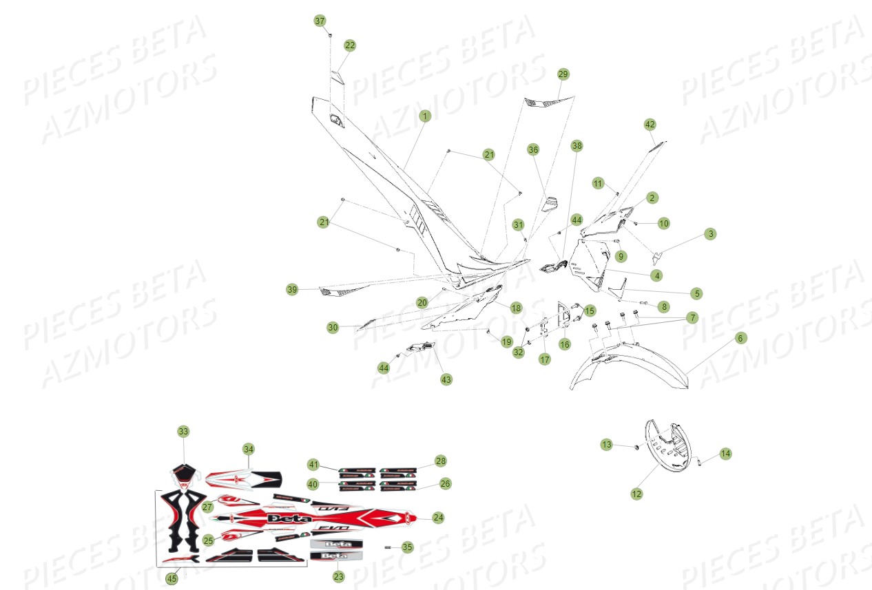Carenages Reservoir Selle AZMOTORS PiÃ¨ces BETA EVO-200 2T (2011)