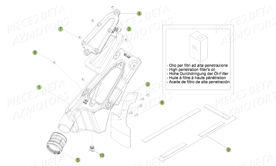 Filtre A Air AZMOTORS PiÃ¨ces BETA EVO-200 2T (2011)