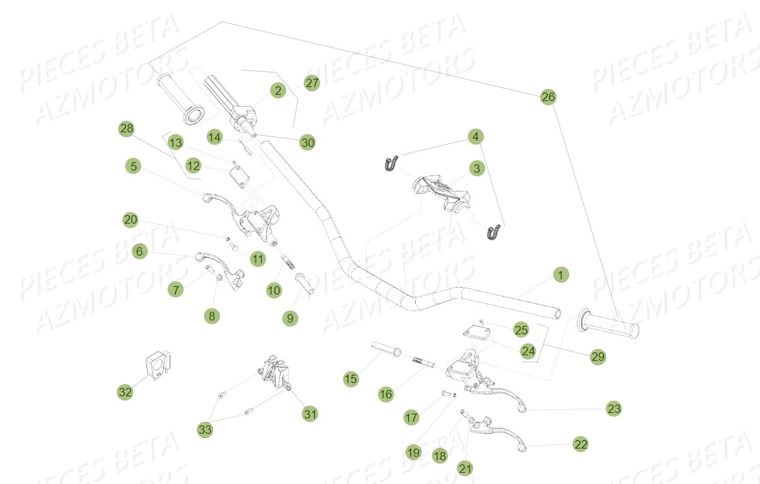 Guidon Commandes AZMOTORS PiÃ¨ces BETA EVO-200 2T (2011)